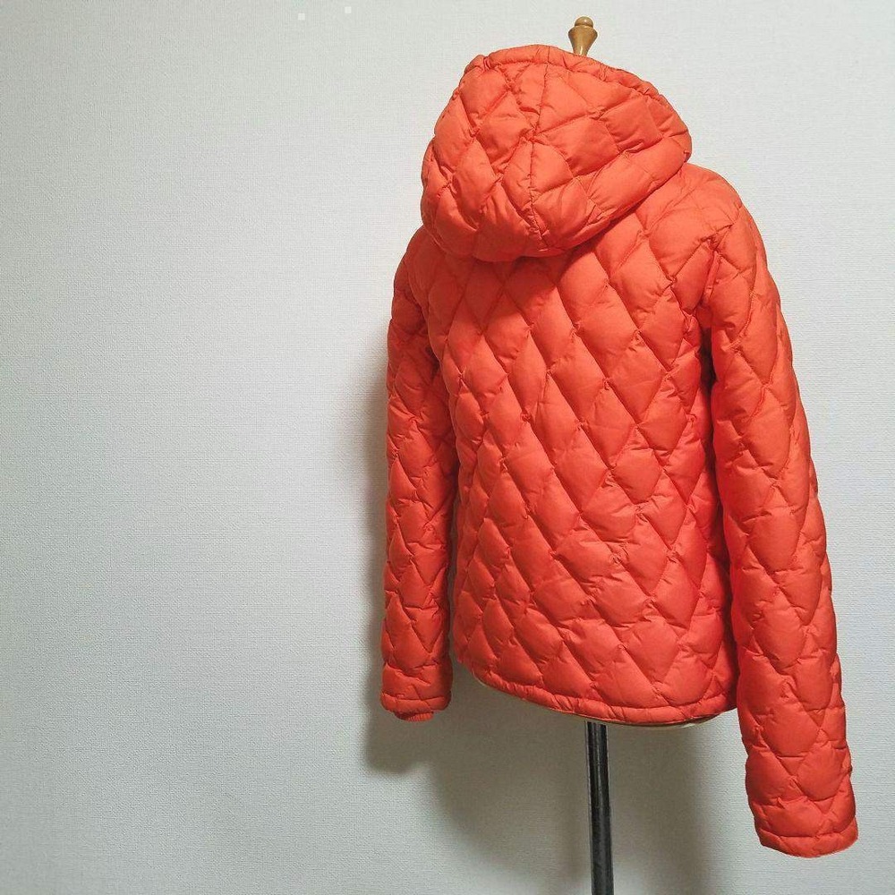 Aspesi Orange Diamond Quilted Down Puffer Jacket Hooded Womens Size S - Picture 5 of 8